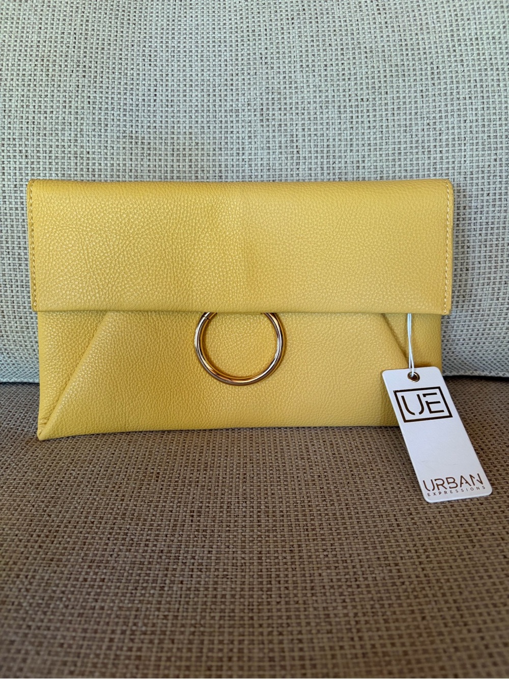 Urban Expressions Yellow Fold-Over Clutch with Gold Ring